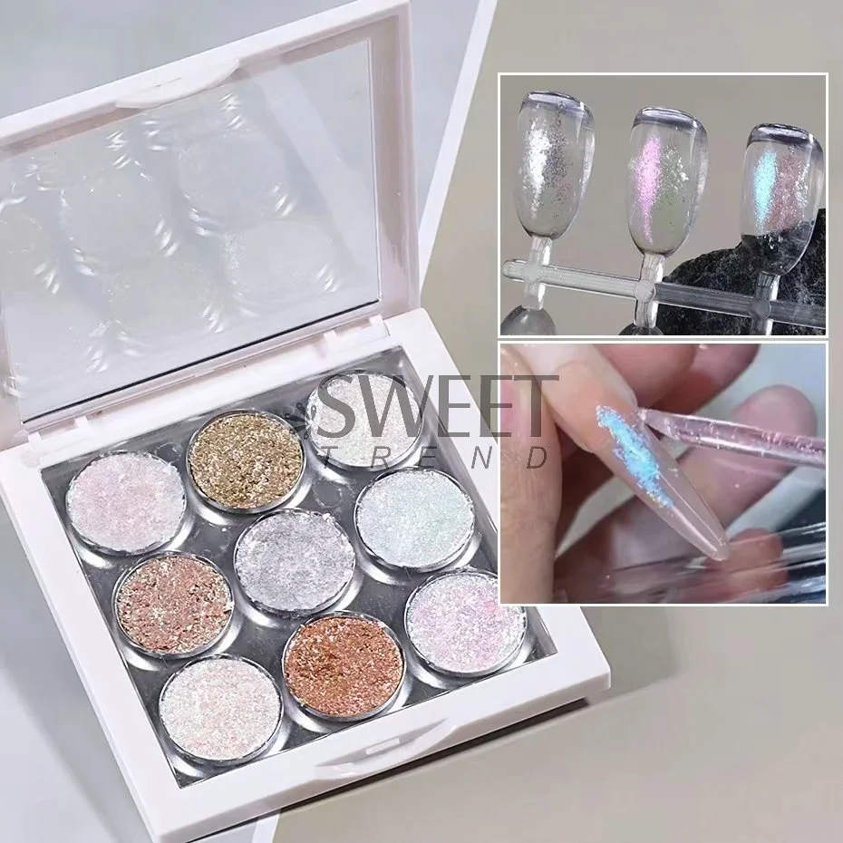 New solid magic mirror powder for nails art decoration nail chrome powder manicure clay glittering pigment palette
