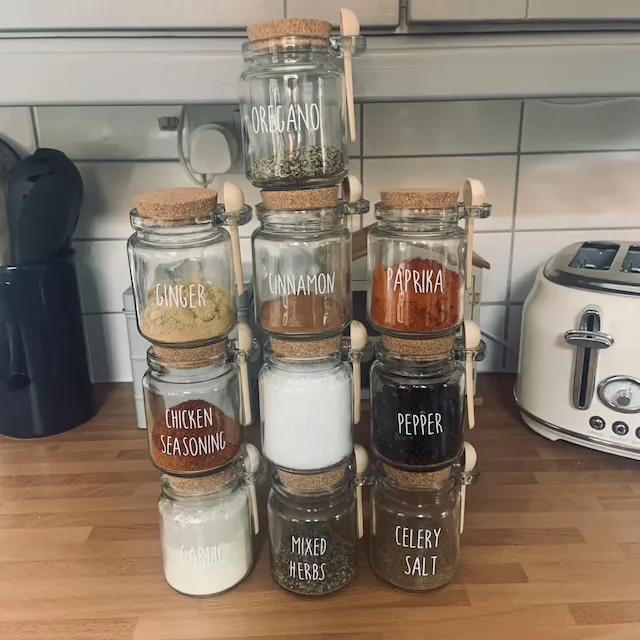 Custom Kitchen Pantry Stickers Bottles Vinyl Lettering Waterproof Herbs Spices Jar Labels Decals