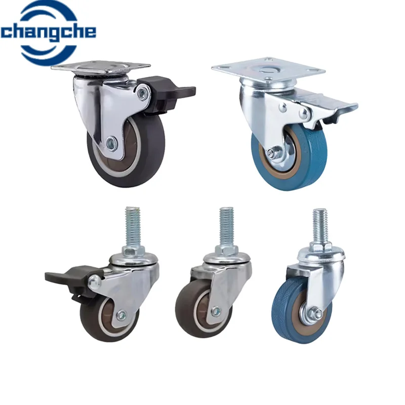 Furniture Hardware Caster with Plate  PP+PVC  Universal Wheels for industrial