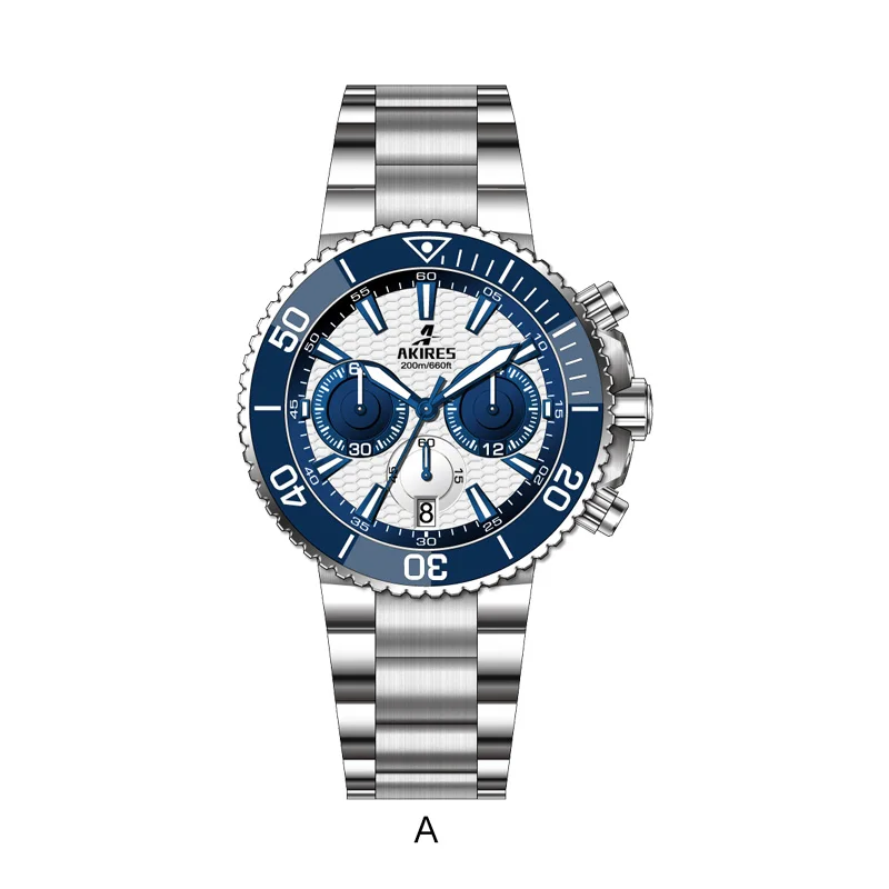 Factory direct supply watches men wrist chronograph big discount slim men sapphire pilot chronograph watch