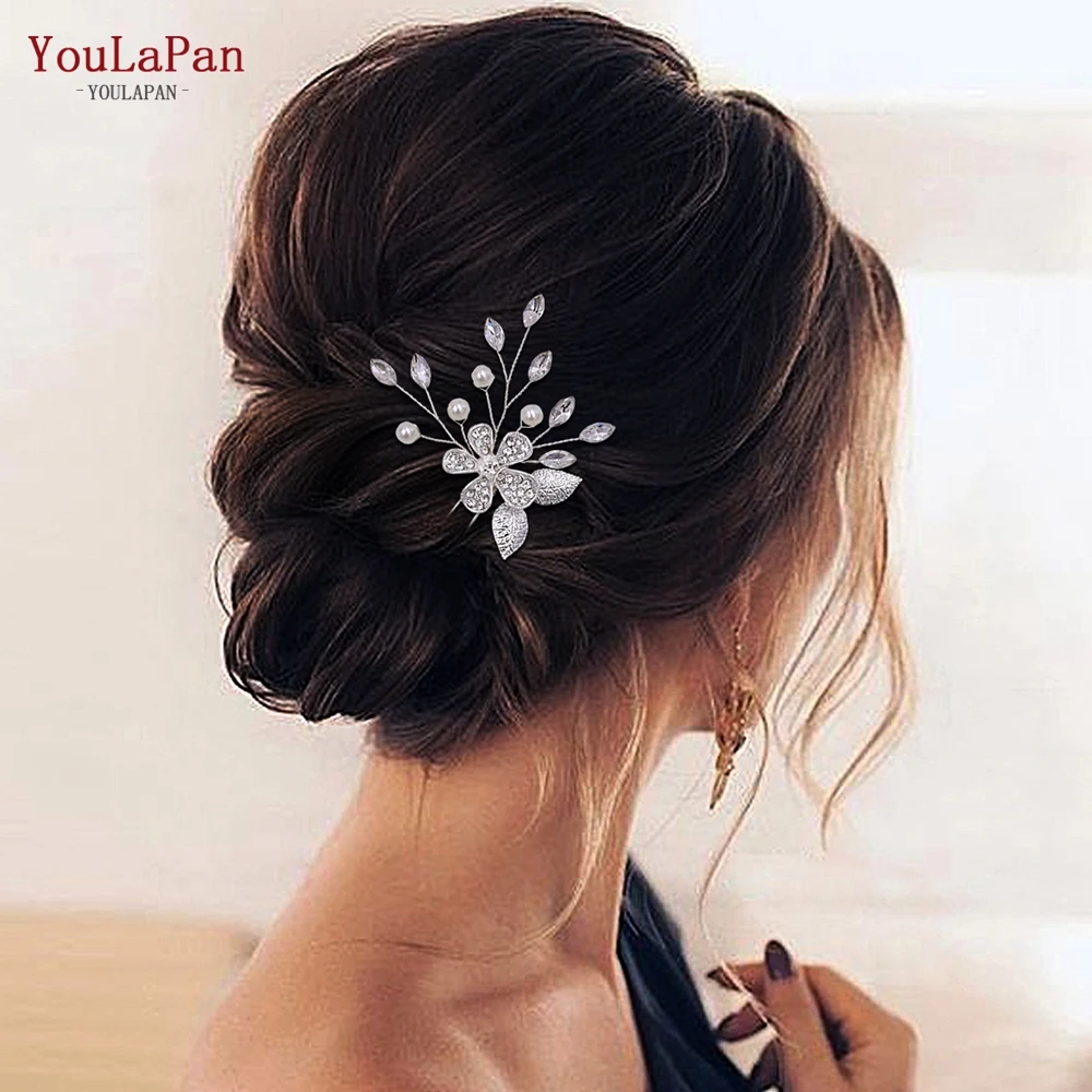 YouLaPan HP504 Fashion Jewelry Headpiece Silver Flower Leaf Girl Headdress Bridesmaid Hair Accessories  Bridal Hair Fork