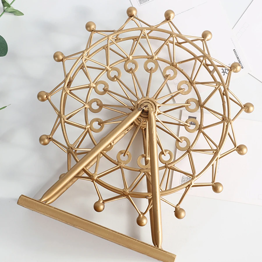 FINE Nordic Creative Vintage wedding decoration craft  Iron Ferris Wheel Model Sculptures Wrought Iron Ornaments