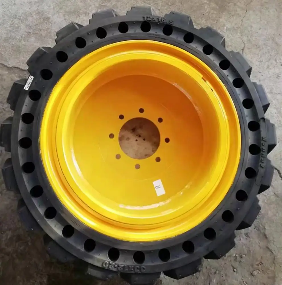 construction machinery parts solid wheel 10-16.5 12-16.5 bc black otr solid skidsteer tire
