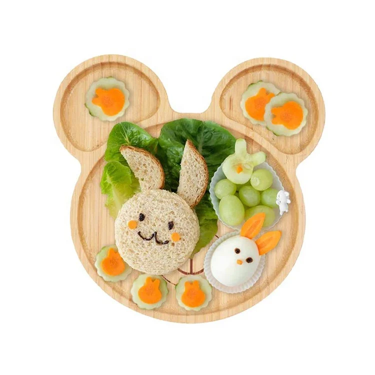 Bamboo Kid Plate Bamboo Dinner Tableware for Baby Natural Kitchenware Dishes & Plates 9 X 8.7 X 1.1 Inches Irregular Stocked