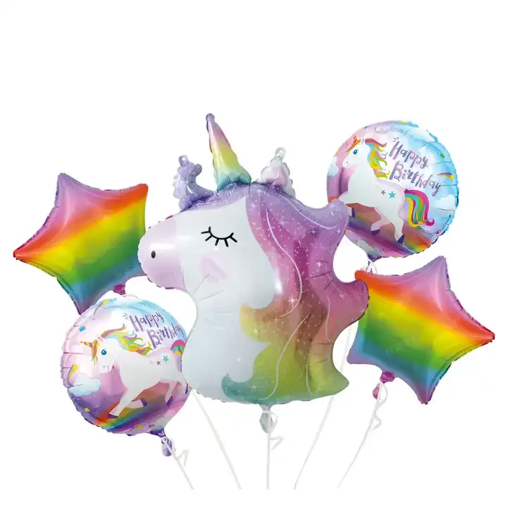 Hot Sales birthday decoration foil balloons sets Rainbow Star Unicorn Balloon Sets Helium Manufacturers China Custom Globos