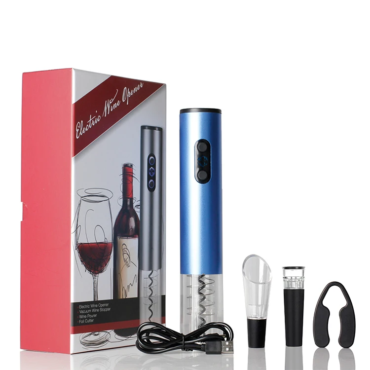 Electric Wine Opener Manufacturer Rechargeable Automatic Electric Wine Bottle Opener Kit With USB Charging 4-in-1 Gift Set