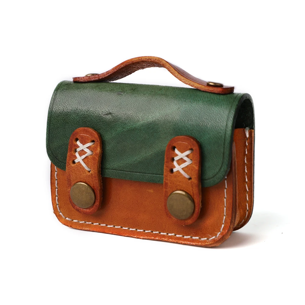 JOGUJOS Small Headphone Case Genuine Leather Protective Case Cute Headphone Carry Case For Head Phones