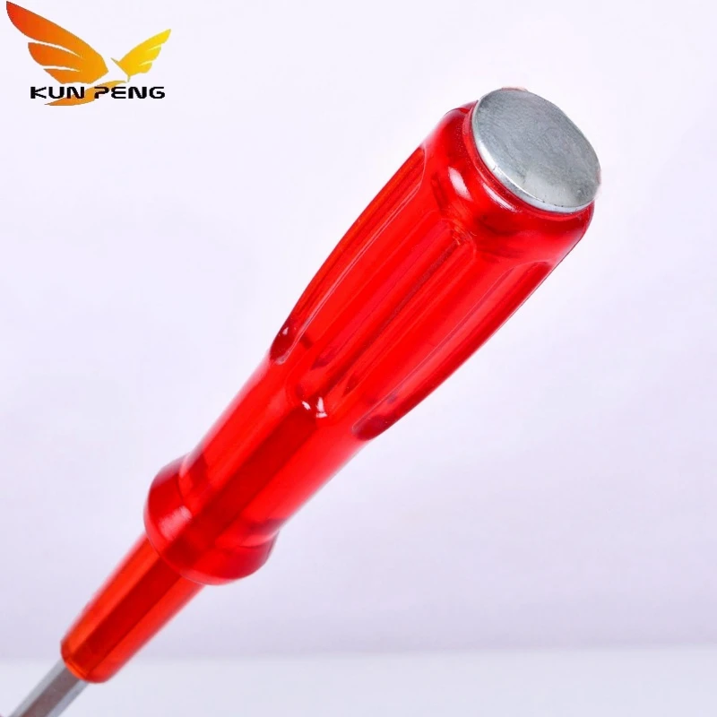 Factory Wholesale Red Transparent Handle Flat Blade Slotted Screwdriver Crv Phillips Magnetic Screwdriver