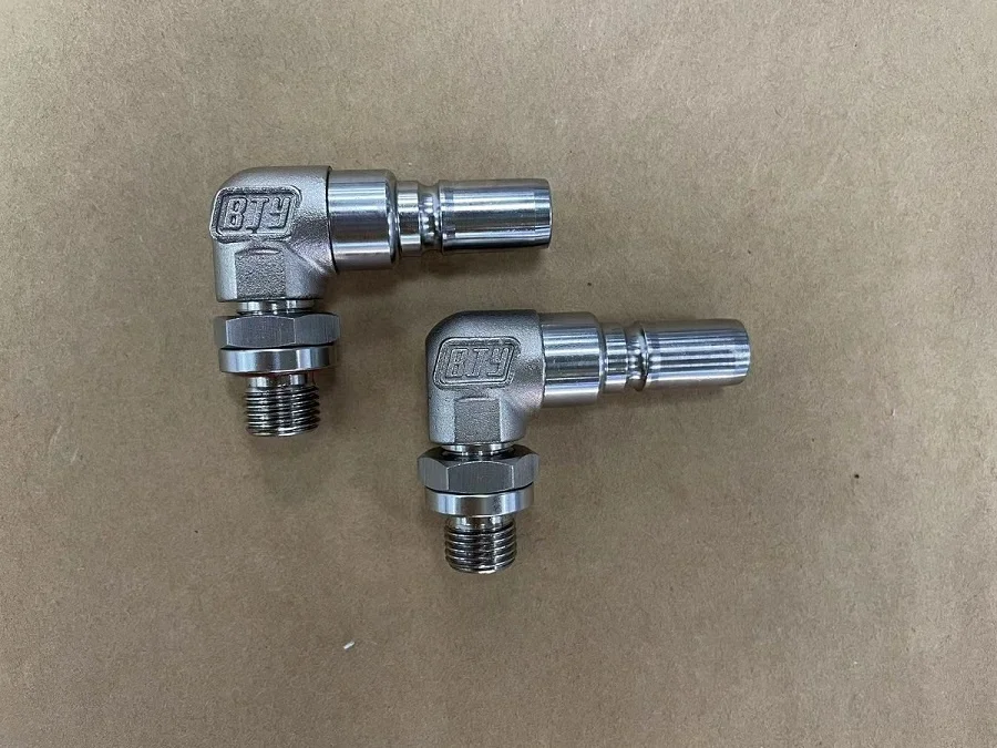 90 Degree L Shape Coupling Connector for Bottle Blowing Machine High Pressure Quick Release Coupling