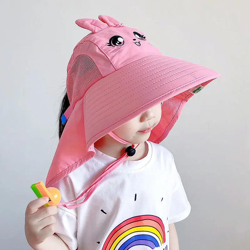 Summer Baby Bucket Hat Wide Brim UV Protection Boys Girls Children Panama Outdoor Beach Sun Hats Cartoon Fisherman Hat