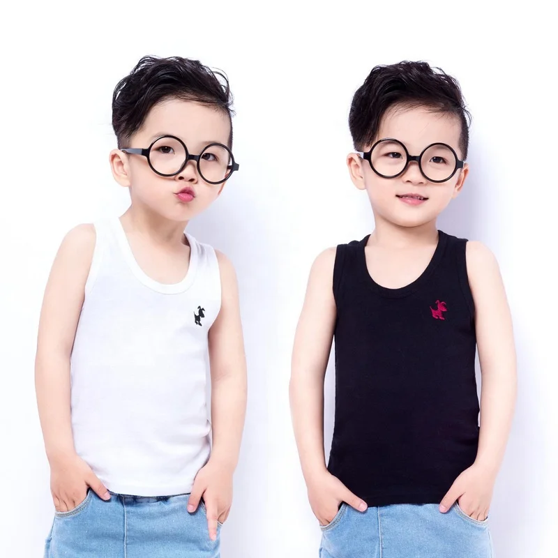 
Customized candy color summer cotton tank top sleeveless vest for kids boys 