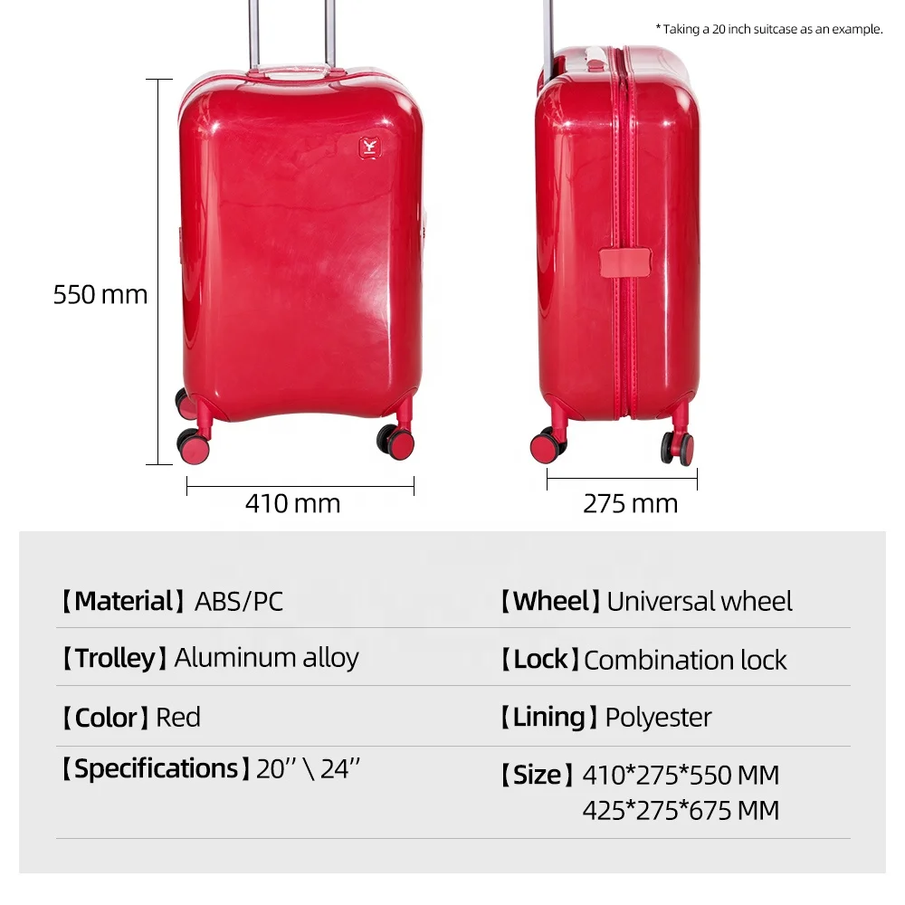 Lightweight red travel bags luggage password lock student trolley box 20 inch 24 inch waterproof boarding case luggage travel