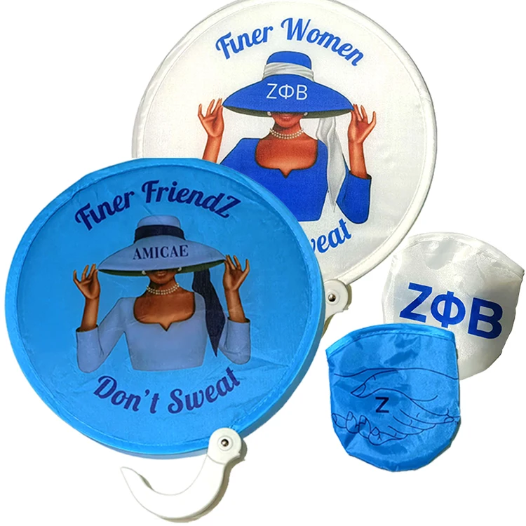 Collapsible Fan With Plastic Handle Summer Promotion Custom Folding Hand Fans Fabric Polyester Nylon Foldable Flying Disc