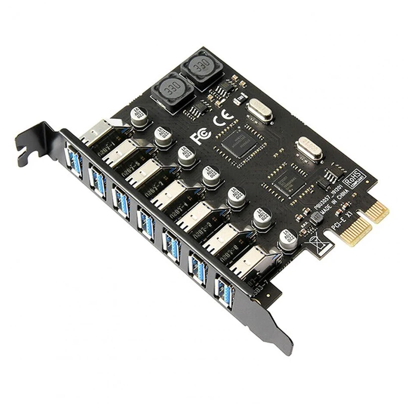 PCIE to USB 3.0 Adapter Card 7-port PCI-E Desktop Computer Expansion Card Free External Power Supply VIA NEC Chip