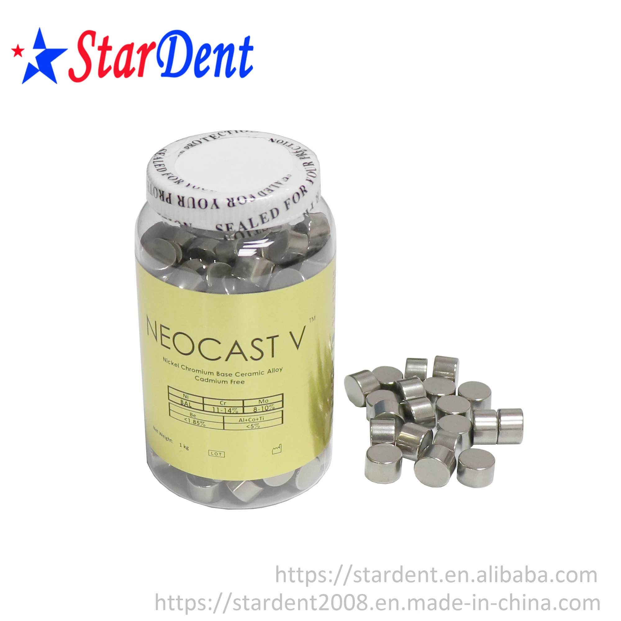 Dental Lab with High Quality Dental Material Denture Alloy Ceramic Alloy for Casting Steel Teeth Use in