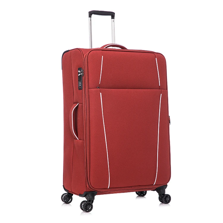 Manufacture Factory 4 Wheels Nylon Red Trolley Luggage Sets with Spinner Universal Wheel
