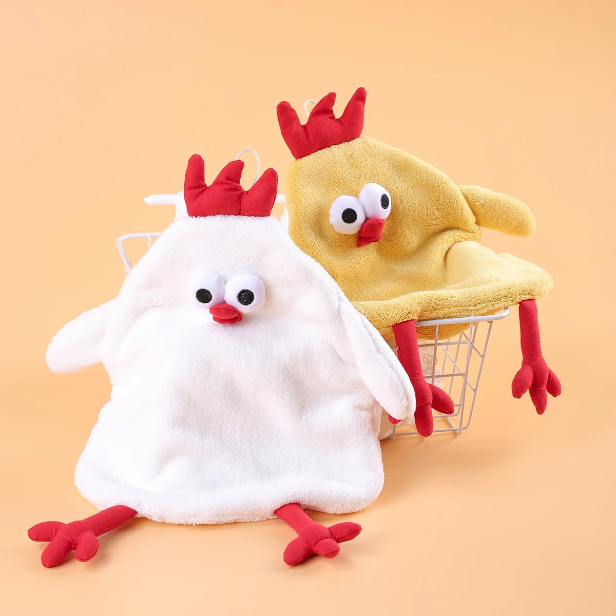 Cute Animal Coral Velvet Super Soft Absorbent Microfiber Hand Towel Hanging Bathroom Kitchen Towel Chicken Puff Towel