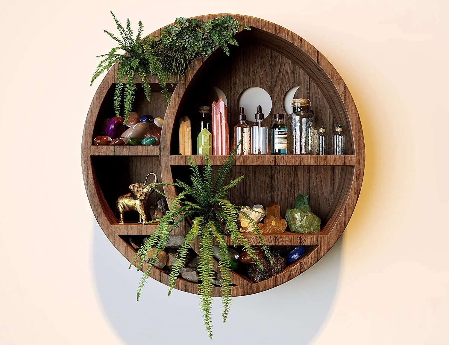 Полка в форме полумесяца для кристаллов | Настенный декор в виде полумесяца для спальни. Декор из дерева и Луны, настенные украшения для камней Crysta