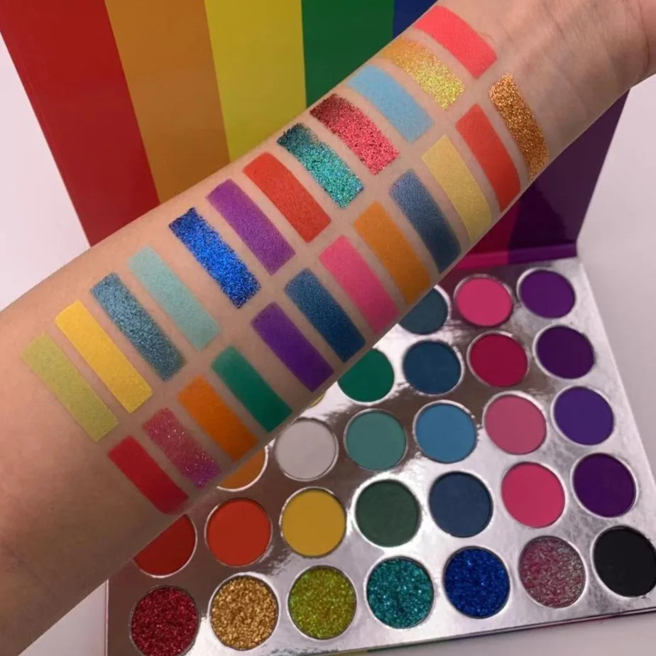 
Hot Sale OEM Cosmetics Wholesale 35 Color Rainbow Highlight Natural Eyeshadow palette Matte Custom Private Label Eye Shadow 