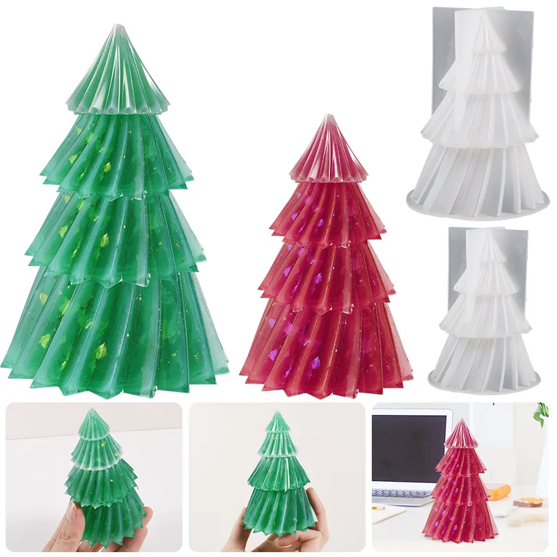 Factory Wholesale DIY 3D Handmade Christmas Tree Silicone Mold for Plaster Gypsum Resin Epoxy Candle