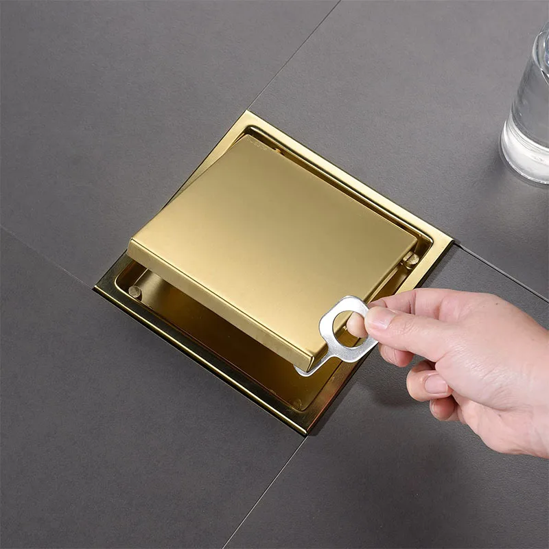 Bathroom shower 304 stainless steel drainage pipe gold anti-odor floor drain