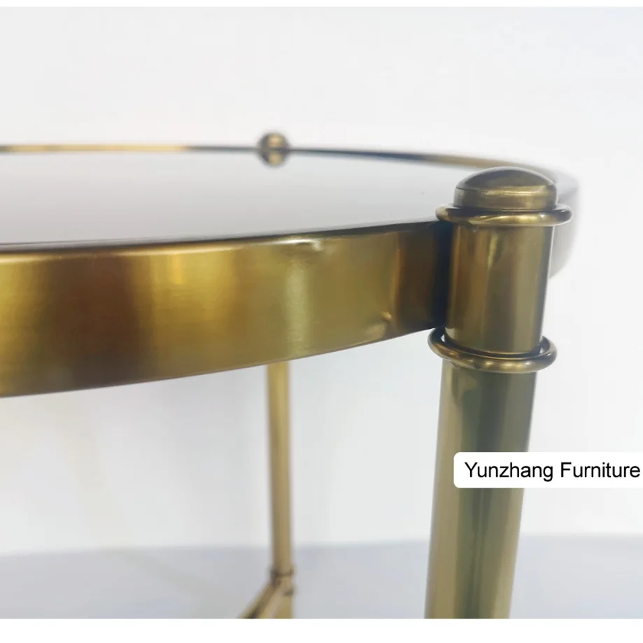 Luxury gold side table living room furniture with tempered glass