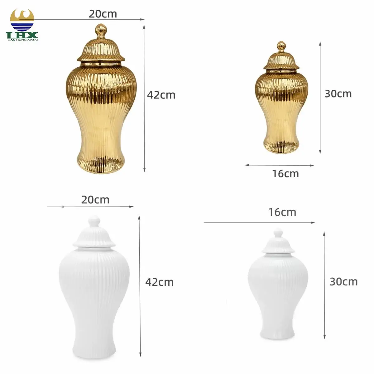 Customization Newest Electroplated Ceramic Flower Vase Luxury Style Golden White Ginger Jar for Home Decor Jar
