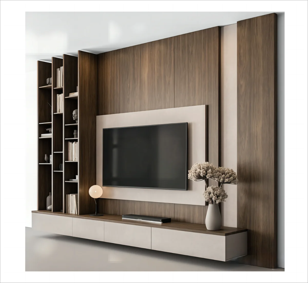 KEJIA Simple Design Wooden Luxury Modern Design TV Stand Unit Wall Mounted Living Room TV Cabinet