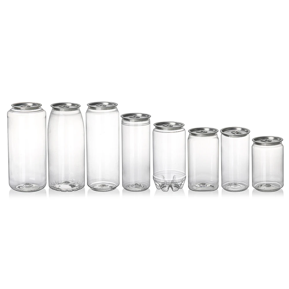 250 ml 350 ml 400 ml 500 ml 650 ml 750 ml Hot sale transparent PET bottle plastic can drink soda coffee beverages can