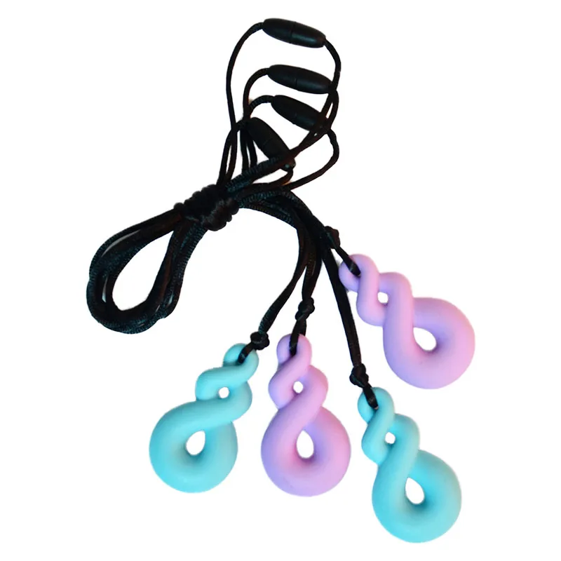 
Wholesale Food Grade Silicone Teething Necklace 8 Shaped Pendant Baby Teether 