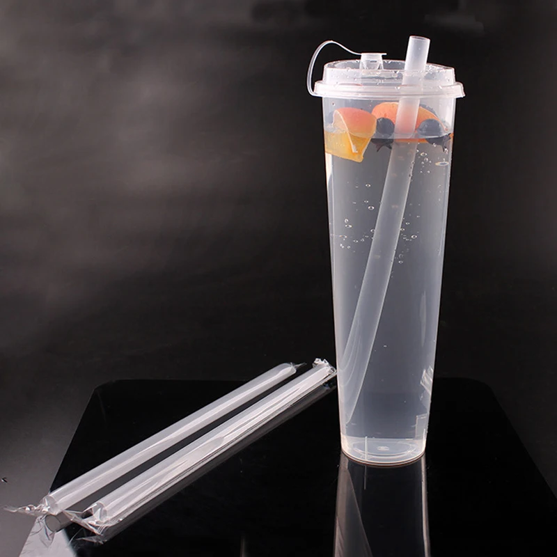 Clear Disposable Plastic Straight Drinking Straws Packing Individually Recyclable Juice Cup Straws for Bubble Tea cups