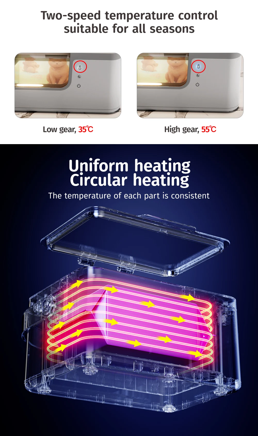 Customized Smart Precise Temperature Control Large Capacity Portable Diaper Wipe Warmer with Changing Light