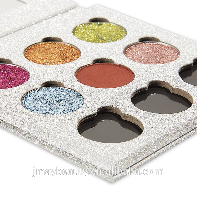 Factory Custom Eye Shadow Empty Container Gold Black Silver Empty Pallet Makeup 9 Pan Square Empty Eyeshadow Magnetic Palette