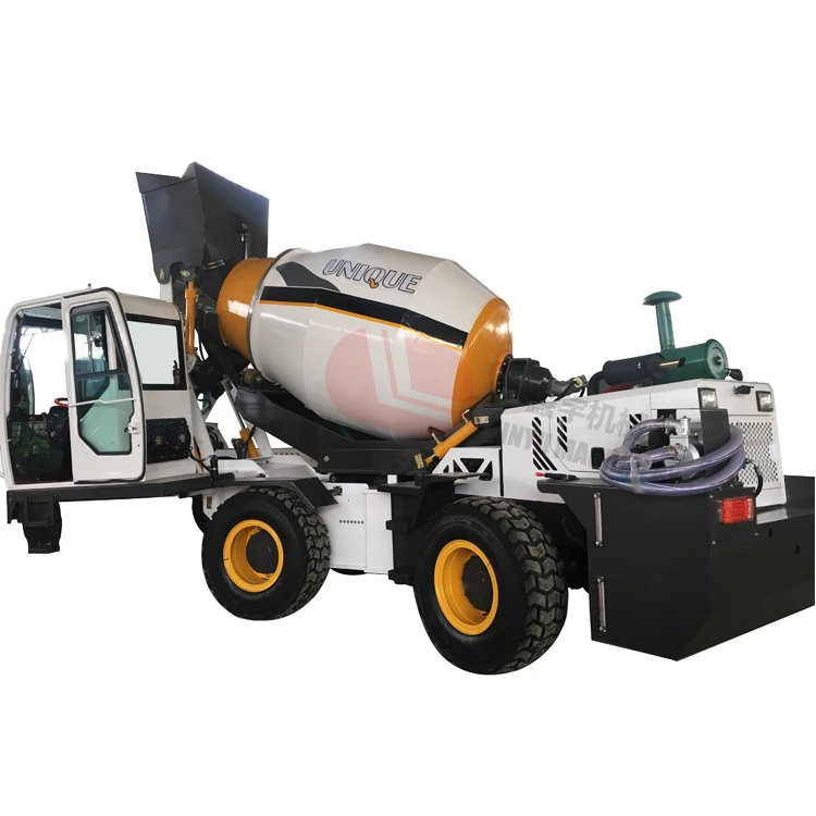 Mixed Concrete Chute Unloading Self Loading Concrete Mixer Car With Auto Weighing Hopper