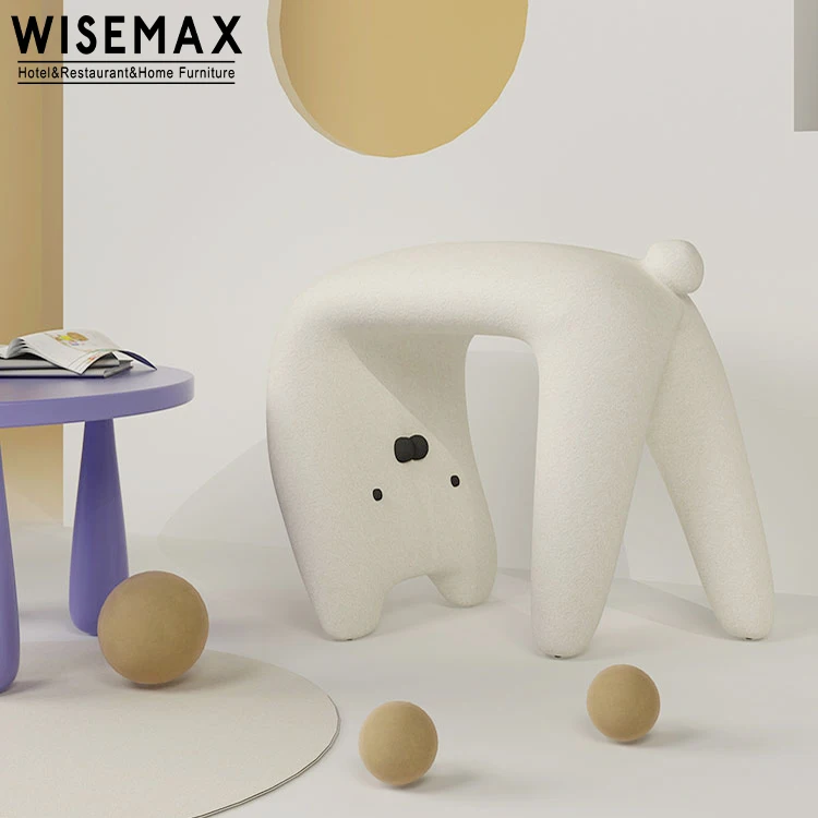 WISEMAX FURNITURE Living Room Furniture Sofa Baby Chair Bear Ottoman Stool Fabric Shoe Change Stool Kids Reading Chair Lamb Wool
