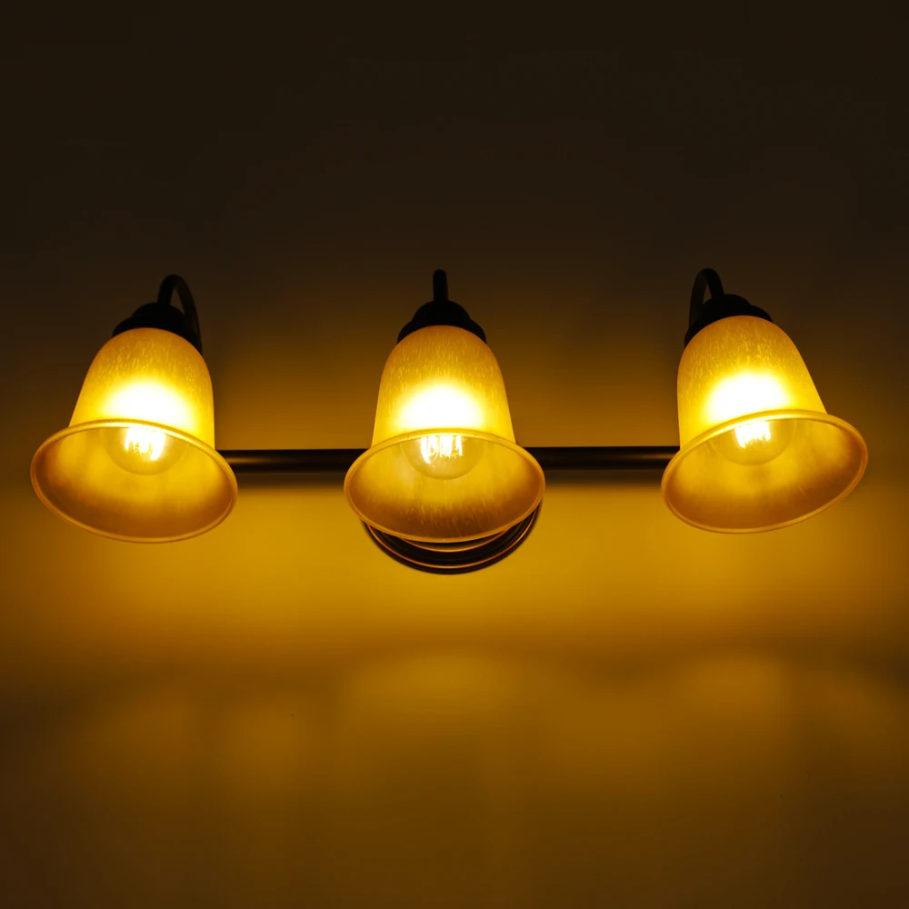 Retro Oil Rub Bronze Finish Wall Sconce 3 Lights Bathroom Vanity Fixture Waterproof Wall Lamp