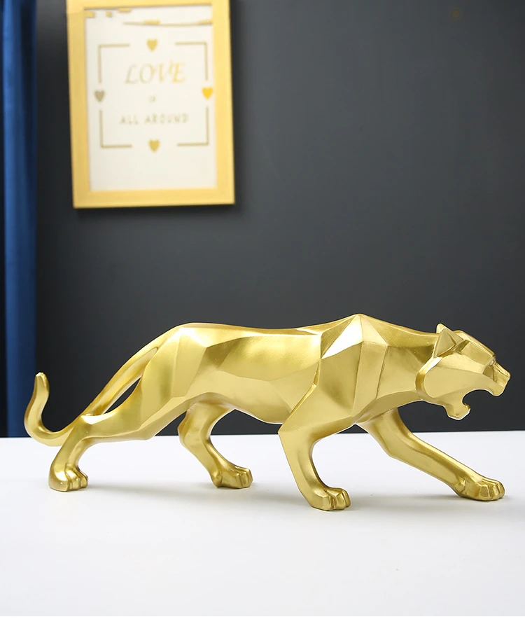 
Factory price low moq resin crafts leopard ornaments Nordic geometric origami animal luxury decoration home 