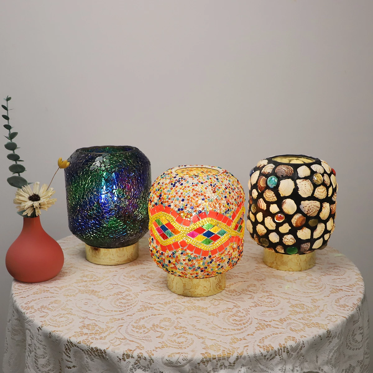 Ball Lamp Series Stained Glass Night New Modern Hotel Glass Led Colorful Ball Lights for Bedroom Dorm Living Kitchen