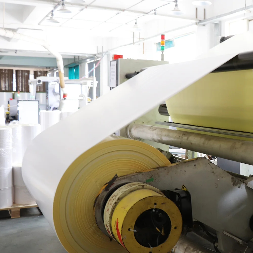 Premium  Slitting Semi glossy Paper Self Adhesive  Yellow Liner Jumbo Rolls 1530mmx6000meters
