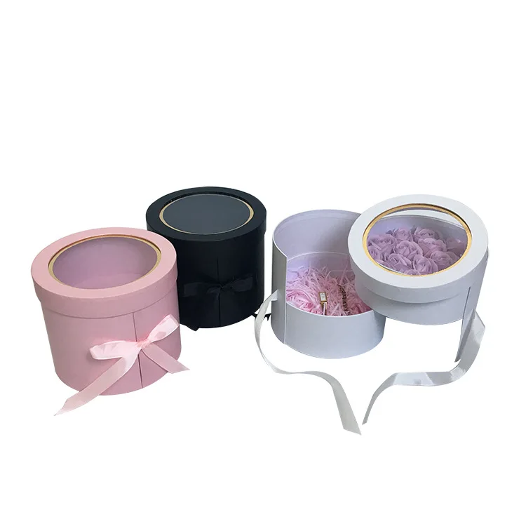 Cardboard Paper Round Makeup Wedding Flower Gift Box Packaging Roses Boxes