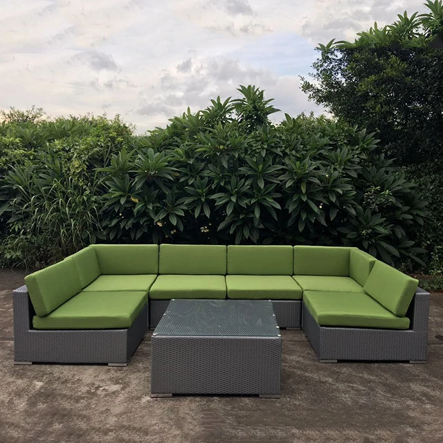 custom modern outdoor furniture design cast aluminum garden set plastic rattan sectional sofa