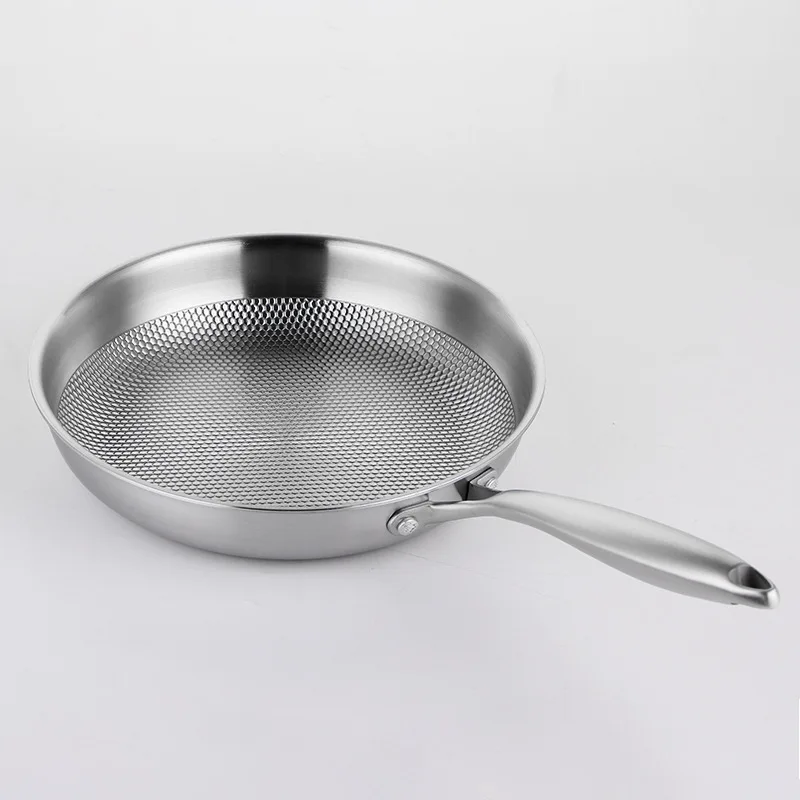 High Quality ODM Embossed 3-Ply Stainless Steel Frypan Durable Non-Stick Saute Pans for Kitchen Use