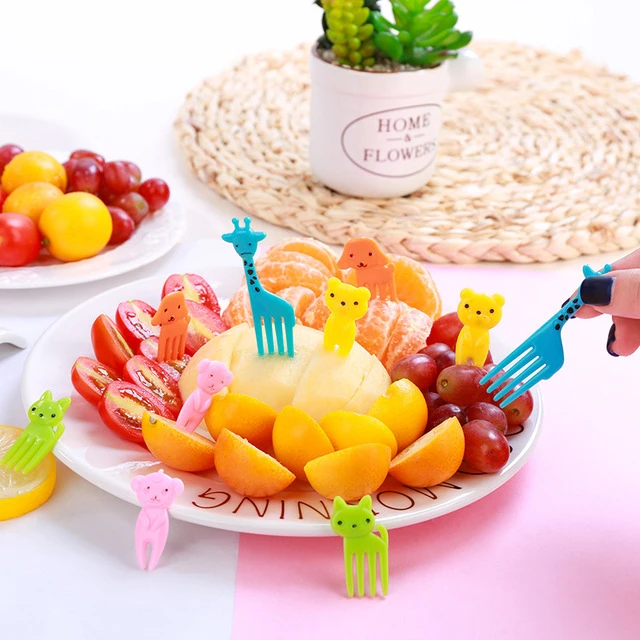 Customized Family Use Cute Cartoon Food Fruit Fork 10pcs Party Gift Mini Fork For Kids