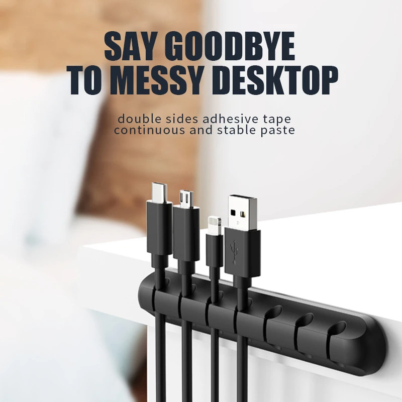 Silicone Cable Organizer USB Data Cable Winder Flexible Cable Management Cord Clips For Mouse Headphone Earphone Car Wire Holder