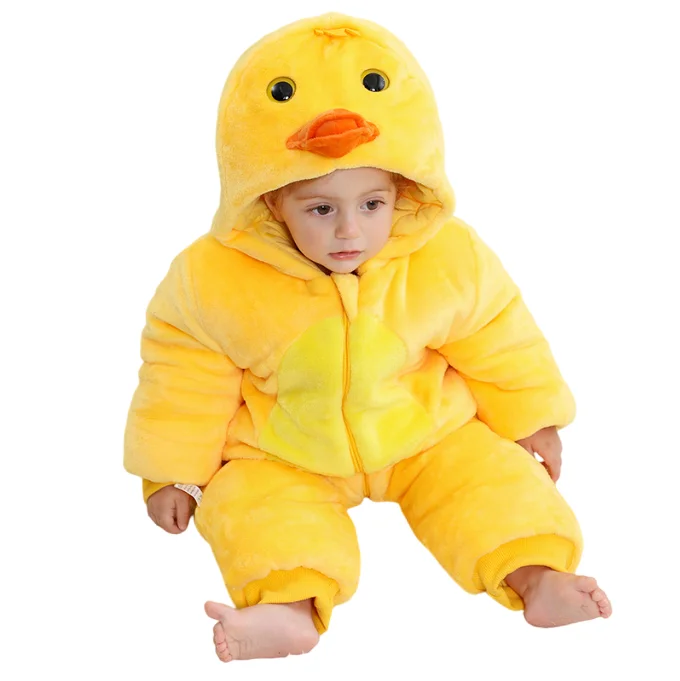 Lvkiss Unisex Baby Romper New Autumn and Winter Animal Flannel Costumes Hooded Cosy Girl Clothes with Knitted Fabric Zipper