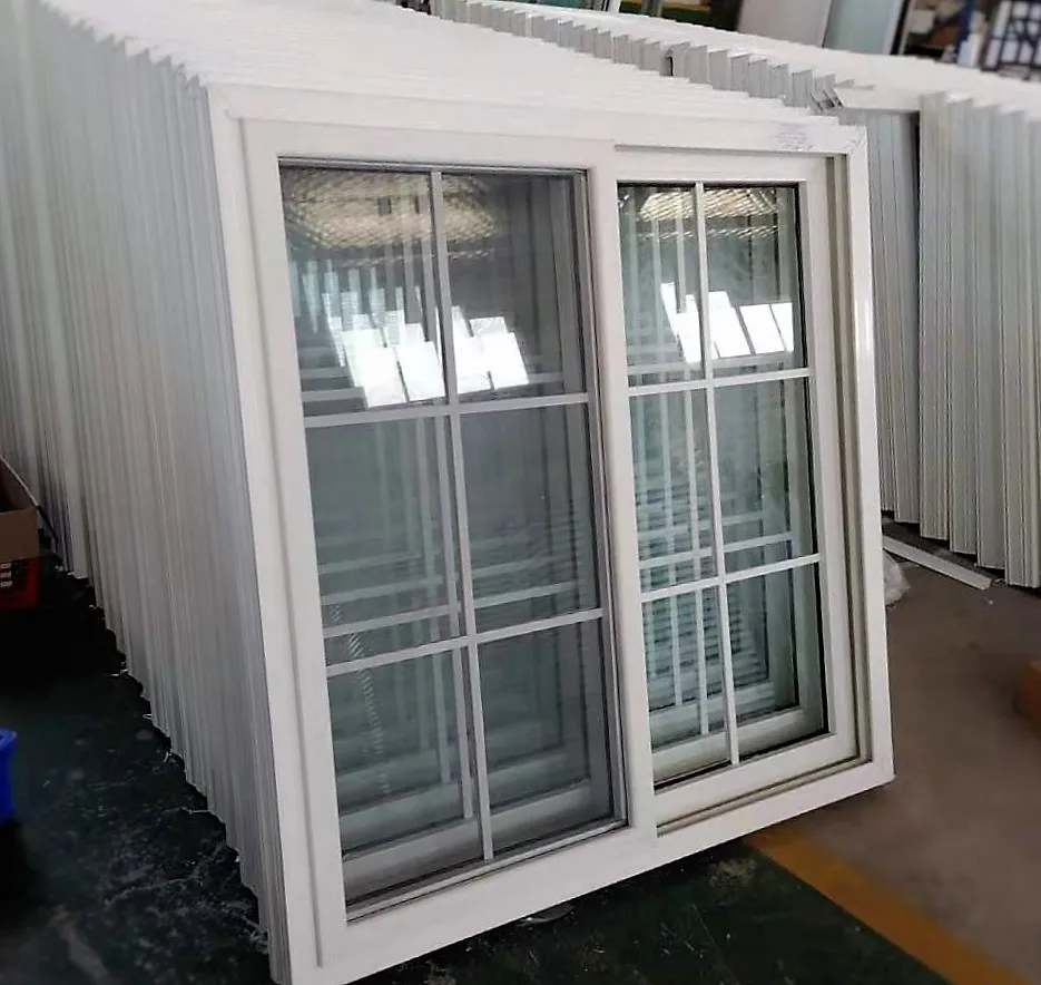 Manufacture Good Quality Ghana windows and doors with UPVC single glass sliding window and mosquito net