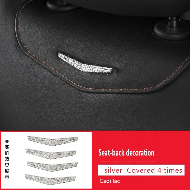 4PCS Car Seat back V logo decoration diamond stickers for Cadillac XT4 XT5 XTS XT6 CT6 ATS SRX Interior accessories