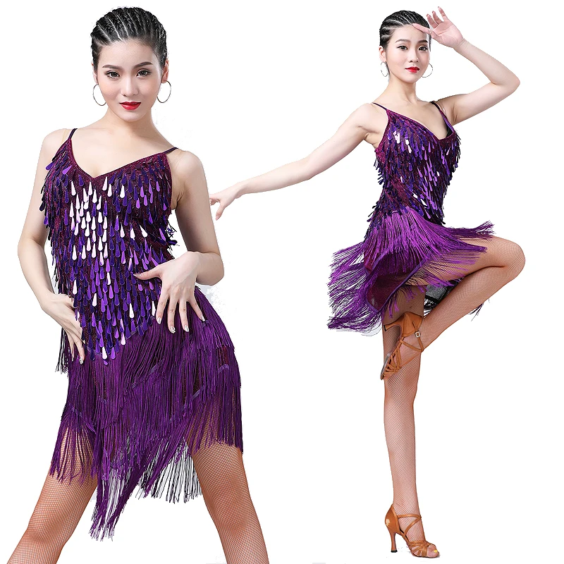 V-образный вырез Женская 1920s платье-Чарльстон красивое модное платье Чарльстон в стиле Гэтсби кисточкой Блестки платье на Хэллоуин; Костюмы для сцены;