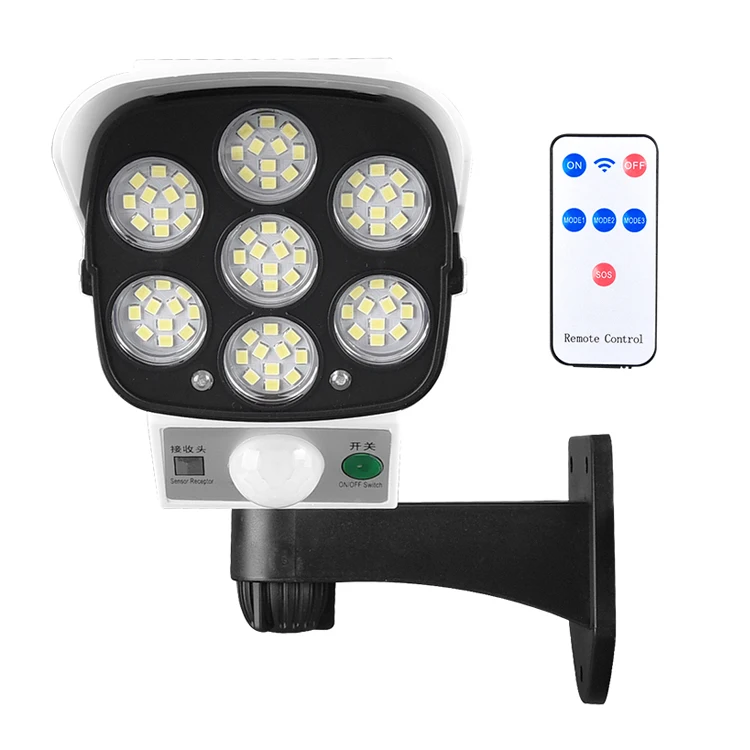 Remote Control Human Body Induction Motion Sensor Street Spotlight Simulation Monitoring Camera LED Solar Light