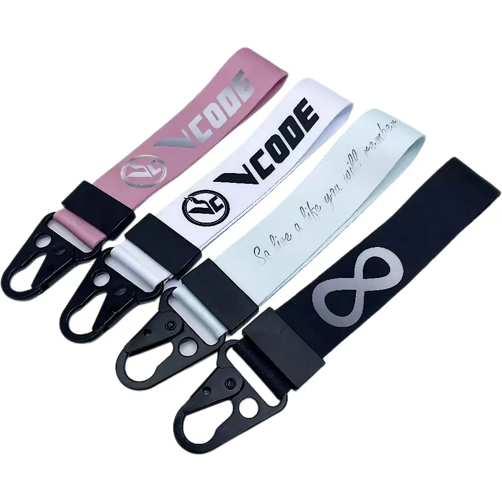 Custom Logo polyester Short wrist Strap Key Chain lanyards carabiner short Keychain lanyard With Printing Logo